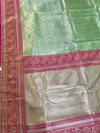 The Mrinmayi Vilasa: Sage Mint & Wine Banarasi Tissue Silk Saree