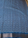 The Indigo Yamuna: Prussian Blue & Ochre Raw Silk Printed Saree
