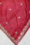 The Tarika Riva: Rust Terracotta Georgette Saree with Sequin Embroidered Border