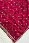 The Ragini Riva: Crimson Maroon Threadwork Embroidered Saree