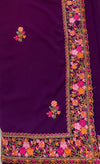 The Manjari Riva: Royal Plum & Floral Threadwork Embroidered Saree