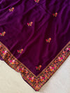 The Manjari Riva: Royal Plum & Floral Threadwork Embroidered Saree