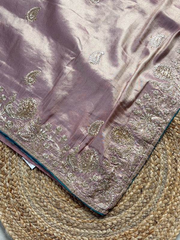 The Ira Vilasa: Dusty Rose Embroidered Saree