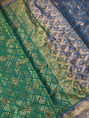 The Mayura Vilasa: Teal Green & Royal Blue Woven Banarasi Saree
