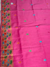 The Manjari Riva: Rani Pink Floral Embroidered Cotton Saree