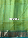 The Shambhavi Vilasa: Lime Green Floral Embroidered Tissue Organza Saree