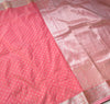 The Coral Luster: Peach-Salmon Katan Silk Saree with Kanchipuram Zari Butta