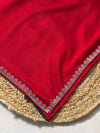 The Crimson Ira: Deep Red & Silver Georgette Saree