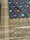 The Midnight Bloom: Black Banarasi Chanderi Saree with Meenakari Florals