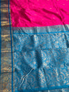 The Magenta Muse: Rani Pink Silk Saree with Cerulean Blue Korvai Border