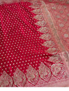 The Banarasi Bandhan: Crimson Red Silk Saree with Khaddi-Style Border