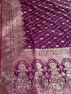 The Midnight Amethyst: Rich Dark Purple Handloom Silk Saree