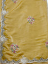 The Primrose Glow: Lemon Yellow Silk Blend Saree with Scalloped Zardosi Border