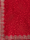 The Scarlet Symphony: Crimson Georgette Saree with Allover Chikankari & Swarovski diamond border