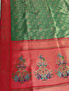 The Verdant Heritage: Emerald Green Silk Saree with Crimson Bridal Border
