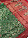 The Verdant Heritage: Emerald Green Silk Saree with Crimson Bridal Border