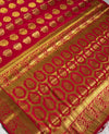 The Radiant Crimson: Red Crepe Silk Saree with Gold Zari Honeycomb Pallu