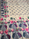 The Sacred Lotus: Off-White linenSaree with Floral Prints