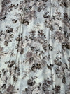 The Ivory Iris: Cream Georgette Saree with Sepia Floral Prints