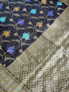 The Midnight Bloom: Black Banarasi Chanderi Saree with Meenakari Florals