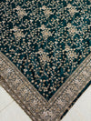 The Emerald Empress: Bottle Green Silk Saree with Heavy Zardozi-Style Embroidery