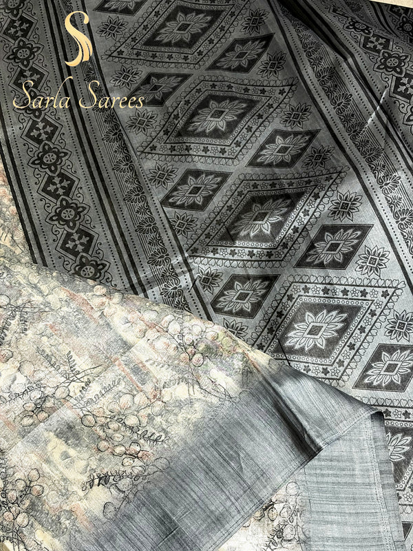 The charcoal & craft collection:grey batik cotton silk
