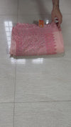 The Charu Mayura: Peach-Nude Embroidered Georgette Saree