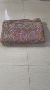 The Mauve Whisper: Dusty Lilac Saree with Pastel Floral Embroidery & Scalloped Cutwork Border