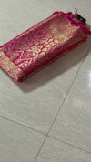 The Sunset Loom: Tangerine Orange Kanchipuram Saree with Golden Zari & Fuchsia Paisley Pallu