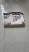 The Gajendra Vilasa: Off-White & Charcoal Black Embroidered Tussar Silk Cotton Saree