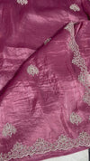 The Royal Amethyst: Mauve-Plum Tissue Silk Saree with Scalloped Zardosi Border