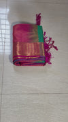 The Emerald Kalavati: Sea Green & Crimson Handloom Woven Saree