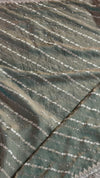 The Olive Grid: Sage-Khaki Chiffon Saree with Diagonal Sequin Leheriya