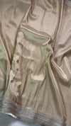 The Gilded Glamour: Metallic Gold Drape with Intricate Silver Lace Border