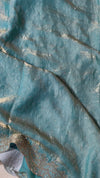 The Ocean Luminary: Turquoise Blue Shimmer Drape with Scalloped Gota & Sequin Border