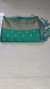 The Mayur Mayukha: Teal Blue-Green Banarasi Saree With Gold Zari Buta