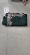 The Kaveri Vilasa: Bottle Green Embroidered Georgette Saree