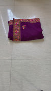 The Manjari Riva: Royal Plum & Floral Threadwork Embroidered Saree