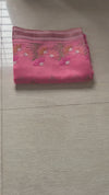 The Gulabi Aahana: Powder Pink Embroidered Cotton Saree
