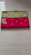 The Arundhati Vilasa: Vermilion Red & Emerald Green Woven Saree