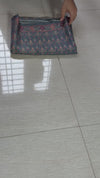 The Slate Heritage: Steel Grey Cotton Silk Saree with Madhubani & Kalamkari-Inspired Folk Art
