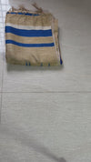 The Neelambari Mayura: Royal Blue & Tussar-Beige Linen Saree