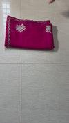 The Madhuri Rani: Deep Magenta Fuchsia Saree with Silver Hand-Worked Flowers