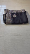 The Kaashvi Riva: Midnight Black Georgette Saree with Embroidered Scallop Border