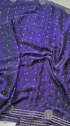 The Midnight Constellation: Royal Navy Blue Georgette Saree with Circular Medallion Borders