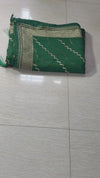 The Emerald Wave: Bottle Green Leheriya-Inspired Saree with Champagne Gold Border