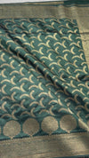 The Royal Mayura: Deep Forest Green Banarasi Silk Saree with Ornate Peacock Brocade