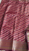 The Heritage Streak: Deep Maroon Kanchipuram Silk Saree with Diagonal Zari Leheriya