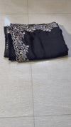 The Midnight Ebony: Onyx Black Saree With Silver Hand-Worked Border