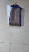 The Royal Crest: Royal Blue Raw Silk Saree with Ornate Gold Banarasi Border